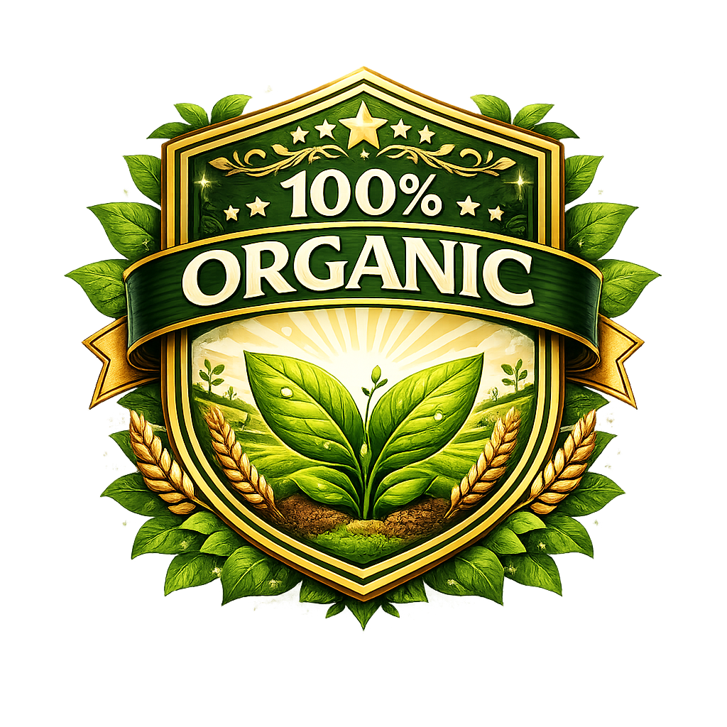 100% organic badge design